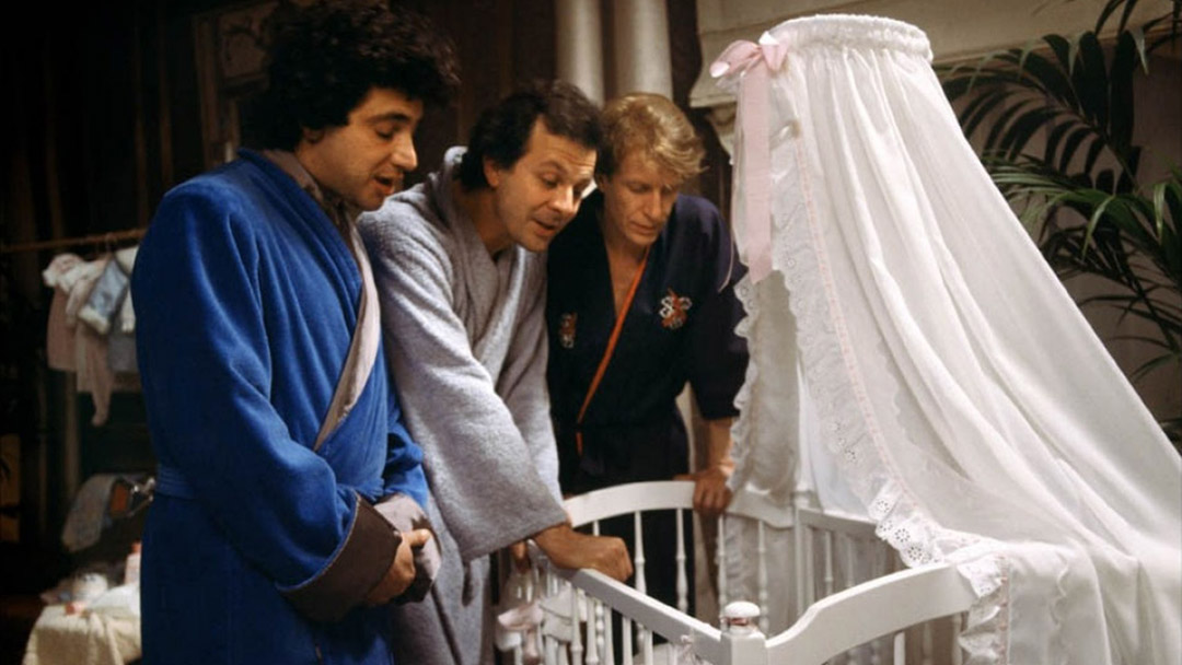 Michel Boujenah, André Dussollier, Roland Giraud dans 3 hommes et un couffin