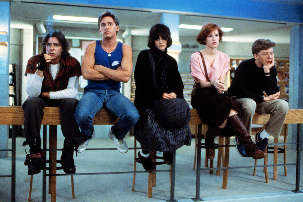 Molly Ringwald, Emilio Estevez, Judd Nelson, Ally Sheedy, Anthony Michael Hall dans Breakfast club