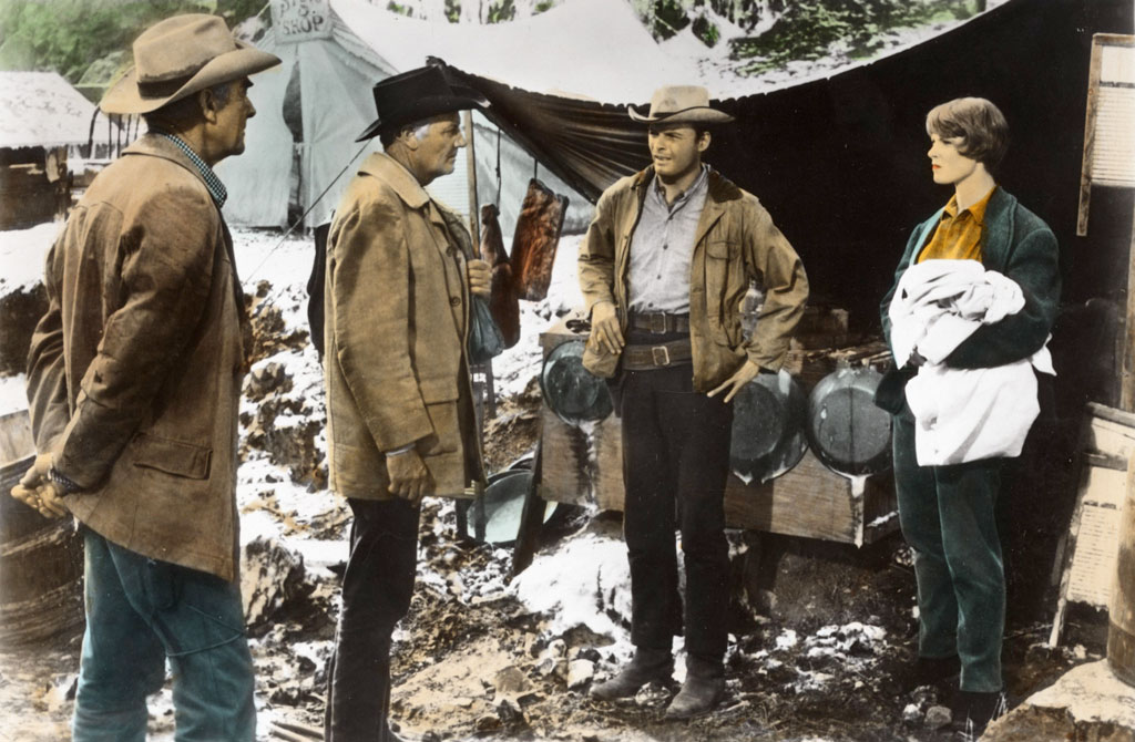 Joel McCrea, Randolph Scott, Ron Starr, Mariette Hartley dans Coups de feu dans la sierra