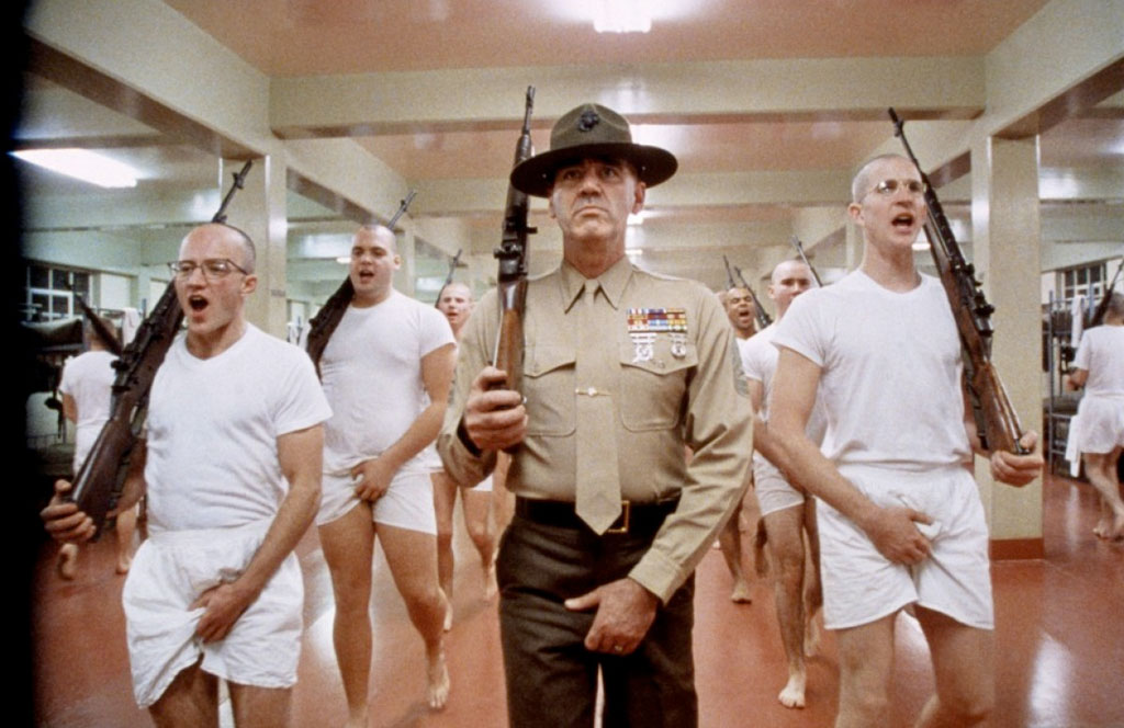Matthew Modine, Vincent D'Onofrio, R. Lee Ermey dans Full metal jacket