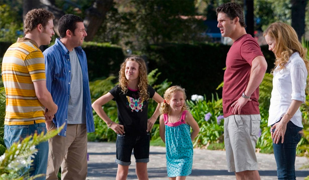 Seth Rogen, Adam Sandler,  Maud Apatow, Iris Apatow, Eric Bana, Leslie Mann dans Funny people