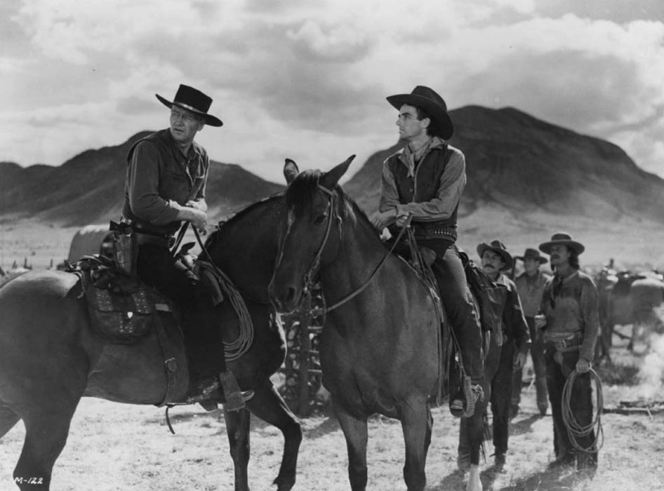 John Wayne, Montgomery Clift dans La Rivière rouge