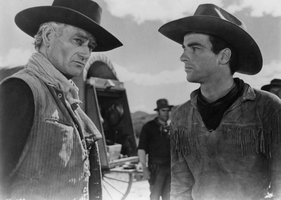 John Wayne, Montgomery Clift dans La Rivière rouge