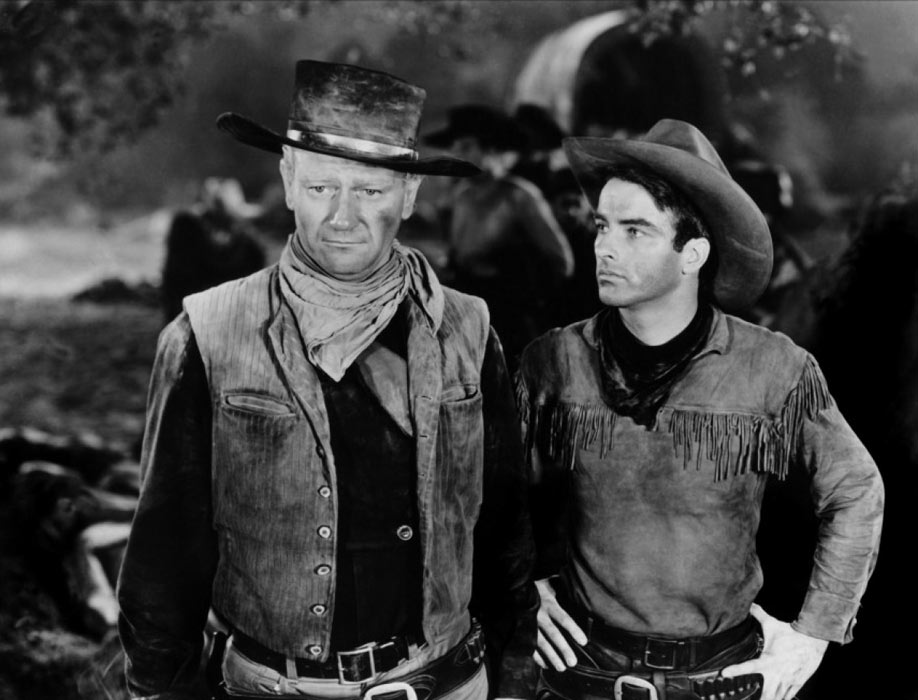 John Wayne, Montgomery Clift dans La Rivière rouge