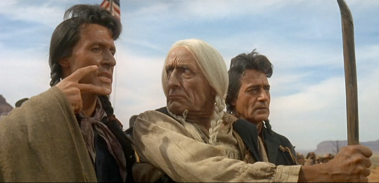 Ricardo Montalban, Victor Jory, Gilbert Roland dans le film Les Cheyennes