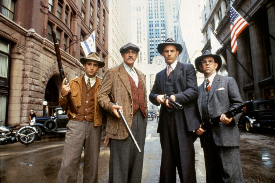 Kevin Costner, Sean Connery, Andy Garcia, Charles Martin Smith dans Les Incorruptibles