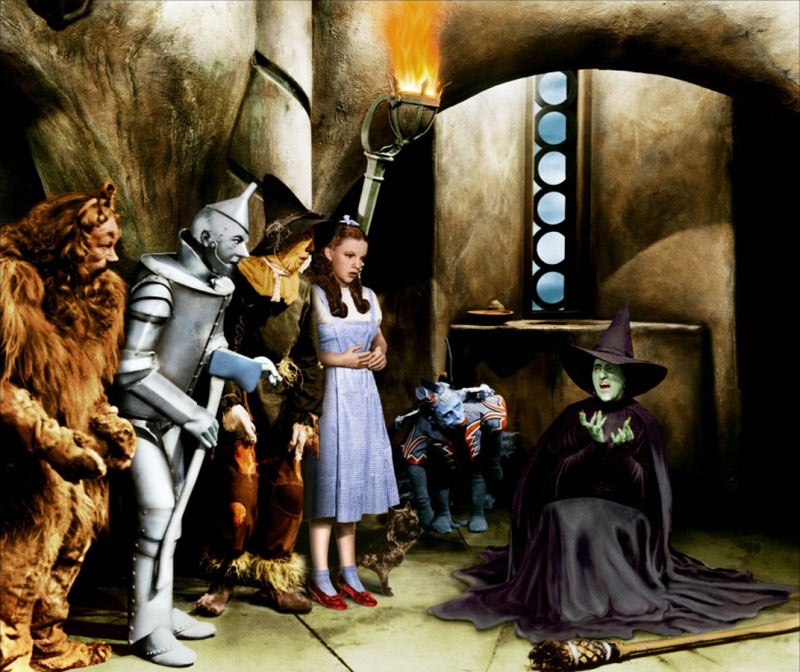 Judy Garland, Ray Bolger, Jack Haley, Bert Lahr, Margaret Hamilton dans Le magicien d'Oz