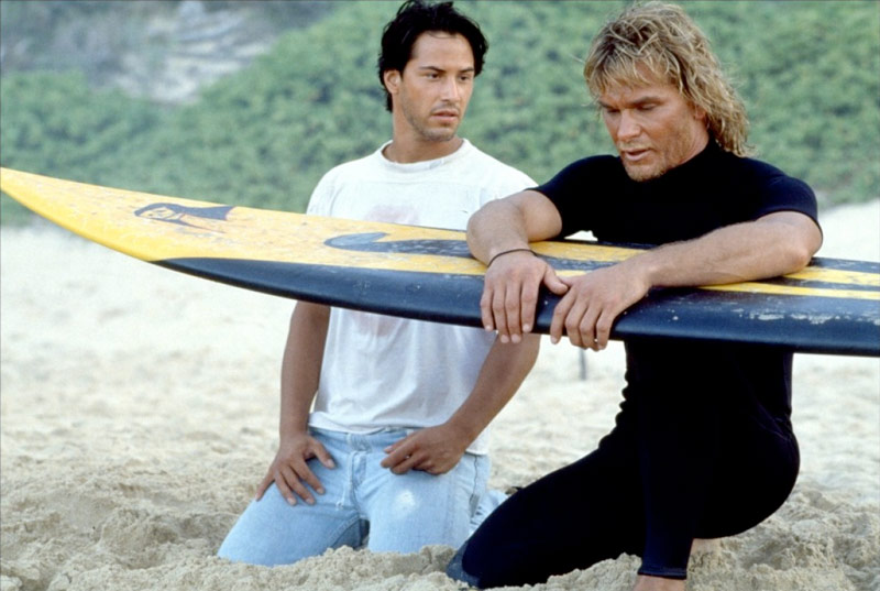 Patrick Swayze, Keanu Reeves dans Point break