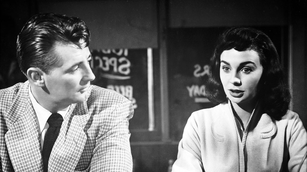 Robert Mitchum, Jean Simmons dans Un si doux visage