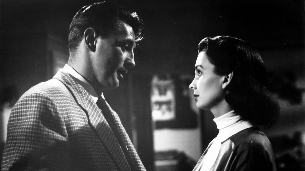 Robert Mitchum, Jean Simmons dans Un si doux visage